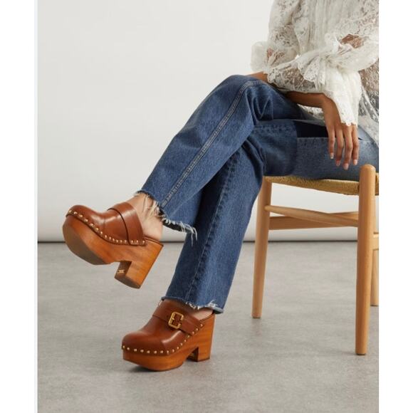 Chloe Jeanette Studded Platform Clogs - Picture 1 of 16